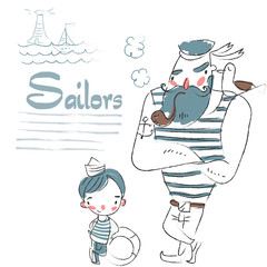 sailor son and sailor father - obrazy, fototapety, plakaty