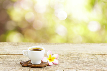 Coffee and frangipani flower