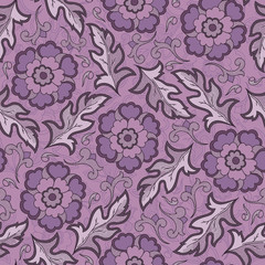 vector seamless floral pattern with fantasy blooming flowers