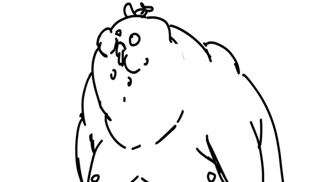 Fat plumper boy eat and chew. Cartoon animation.