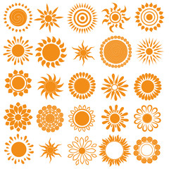 Vector set of different suns isolated