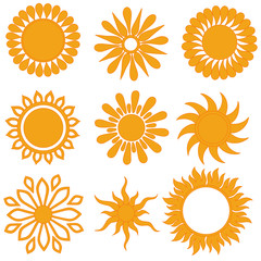 Vector set of different suns isolated