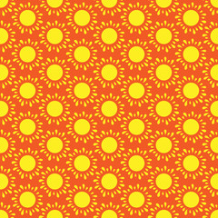 Cute seamless vector pattern of sun