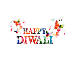 Colorful Happy Diwali inscription