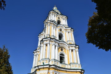 Fototapeta na wymiar The bell tower of orthodox cathedral./ The bell tower of the Orthodox Cathedral of the XVII century. 