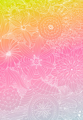 Vector doodle rainbow flower wallpaper