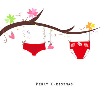 Merry christmas hanging panties happy new year greeting card vector