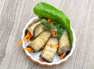 Eggplant rolls with carrot