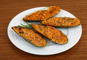 Baked mussels