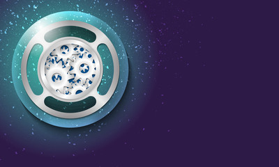 Vector abstract background with scratches and bubble with cogwhe