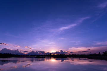 Fototapeta na wymiar Landscape of sunset with calm lake