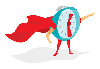 Alarm clock or time super hero with cape © CurvaBezier