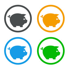 Icono plano cerdo en varios colores #1