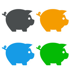 Icono plano cerdo en varios colores #2