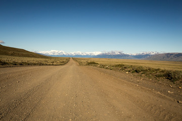 Fototapeta na wymiar long gravel road patagonia