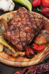 Roasted bacon with vegetables