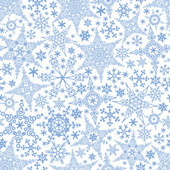 Snowflakes seamless pattern.Winter crystal stars