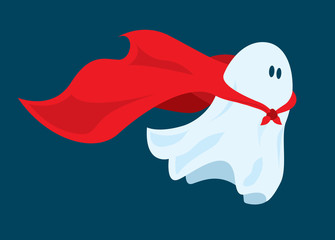 Obraz premium Cute super hero ghost flying with cape