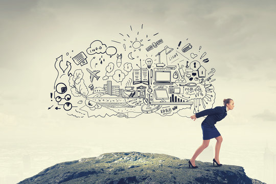 Businesswoman carrying out idea