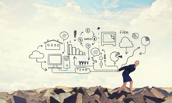 Businesswoman carrying out idea