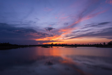 Fototapeta na wymiar Beautiful landscape lake at sunset 