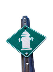 sign with fire hydrant symbol on white background with clipping