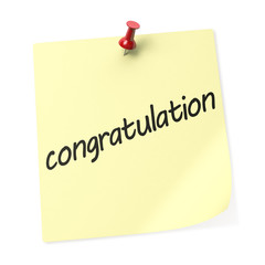 Congratulation yellow sticky note