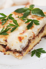 Pasticcio with ground beef and bechamel sauce