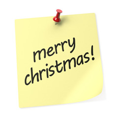 Merry Christmas yellow sticky note