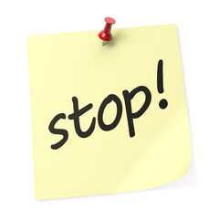 Stop yellow sticky note