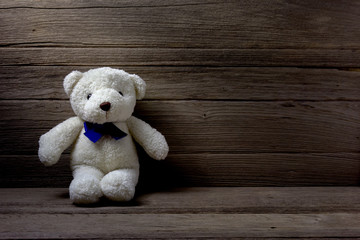 Teddy bear  on wood background, still life