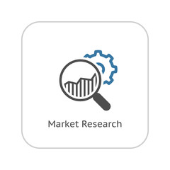 Market Research Icon.  Flat Design.
