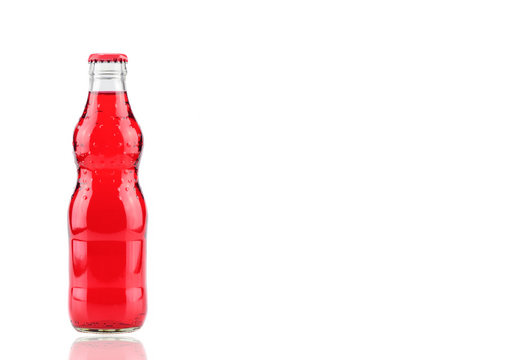 bottle of  strawberry glass soda isolated on a