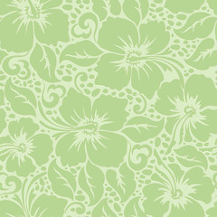 Tropical Hawaiian hibiscus floral seamless pattern