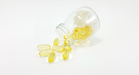 Fish oil capsules in glass jar