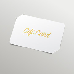 Gift Card with Golden Title. Vector Mockup with placeholder