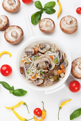 Mushroom and noodle soup
