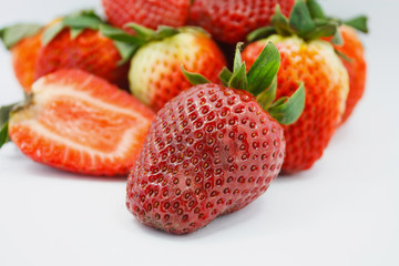 Strawberries on white background