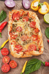 Phyllo pastry pizza