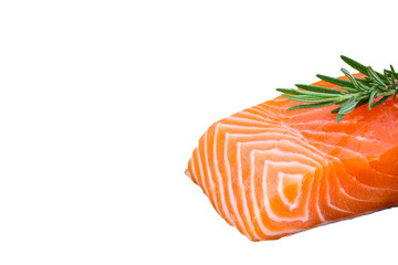 fresh raw salmon on wooden board