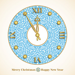 Christmas card with clock