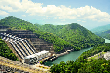 Clean energy by hydropower plant from downstream water.