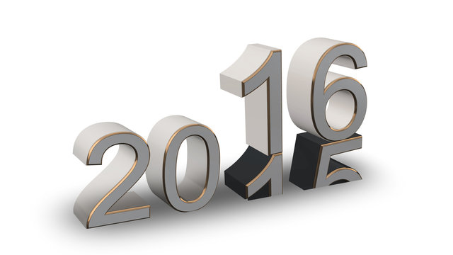 New Year 2016 - 3D Colored numbers on a white background