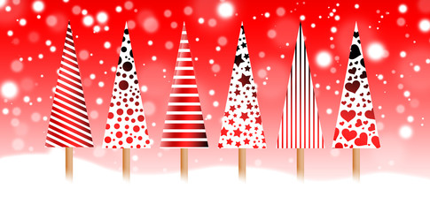 Fototapeta na wymiar Weihnachtsbäume im Schneesturm / Weihnachten - Merry Christmas