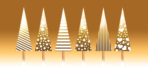 Goldene Weihnachtsbäume mit Muster