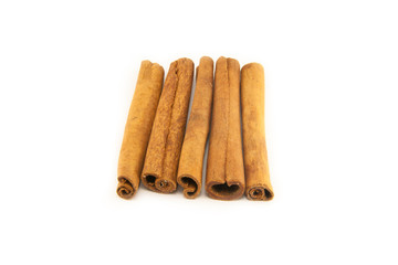 Cinnamon sticks on white background