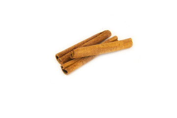 Cinnamon sticks on white background