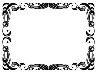 black ribbon frame isolated on white
