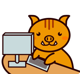 パソコンを使う動物シリーズ