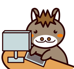 パソコンを使う動物シリーズ